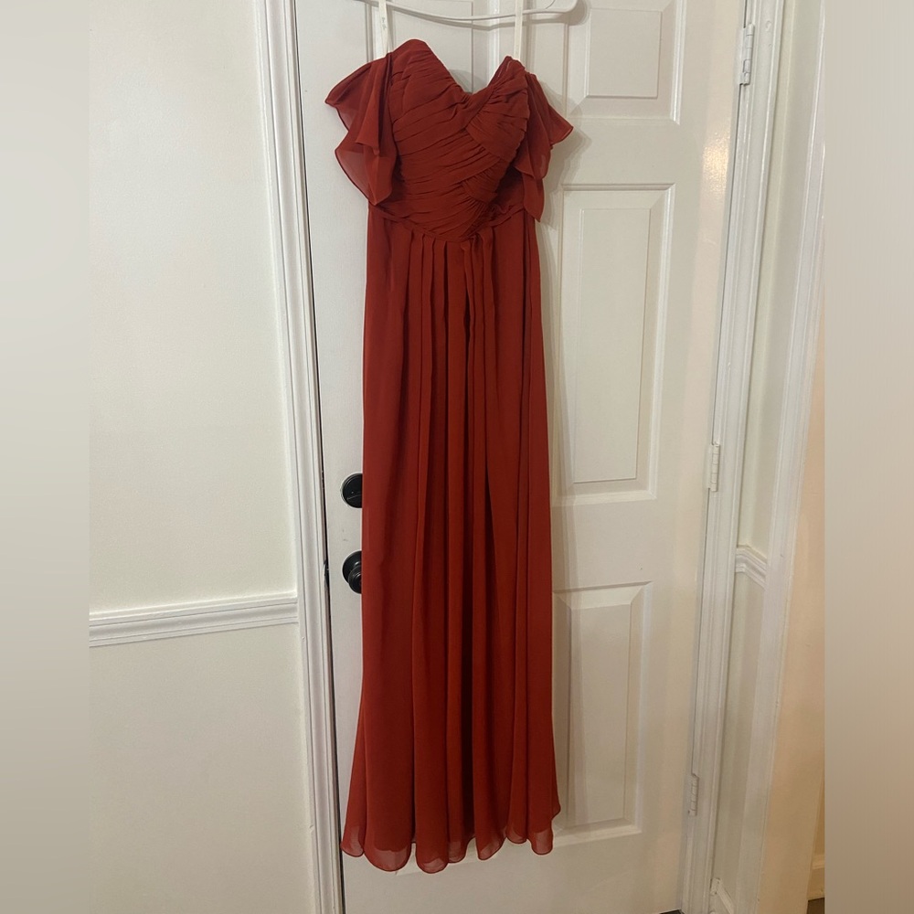 Dear Cleo | Strapless with draped sleeves bridesmaid dress | Size 6 | Red 🔴